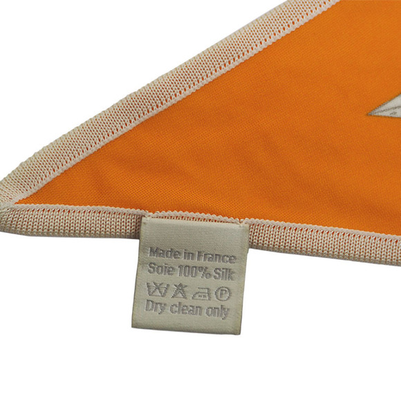 HERMES Hermes Carre Pointe Bolduk Silk Jersey Triangle Scarf Orange Large Siz... - Picture 8 of 9